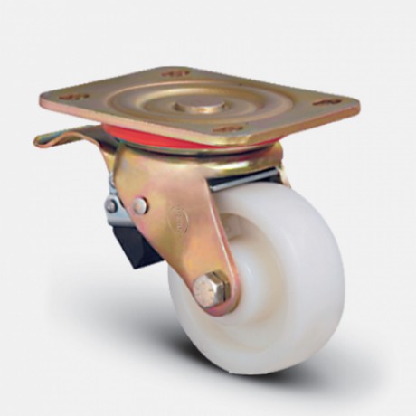 Колесо большегрузное нейлоновое поворотное с тормозом 150 мм (ED01-HKZ-150-F)