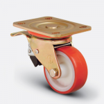 Колесо сверхмощное полиуретановое поворотное с тормозом 55 мм (ED01 ZBP 55 F), диск-полиамид