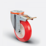 Колесо полиуретановое поворотное под болт с тормозом 80 мм диск-полиамид (EM 04 ZKP 80)