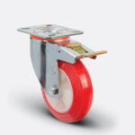 Колесо полиуретановое поворотное с тормозом 100 мм диск-полиамид (EM 01 ZKP 100 F) EM01-ZKP-100-F